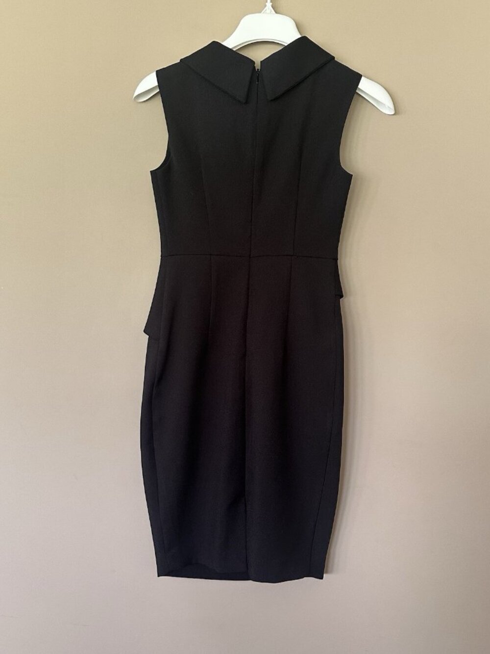 Black Peplum Pencil Dress Women 2P Petite Career Office Classic Ruby Belle Chic - Picture 6 of 8